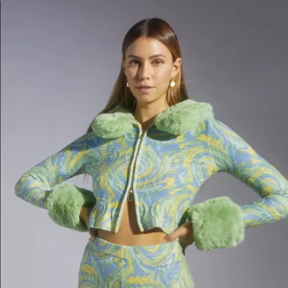 House of Sunny Cypress Cardigan - green and blue swirl BRAND NEW